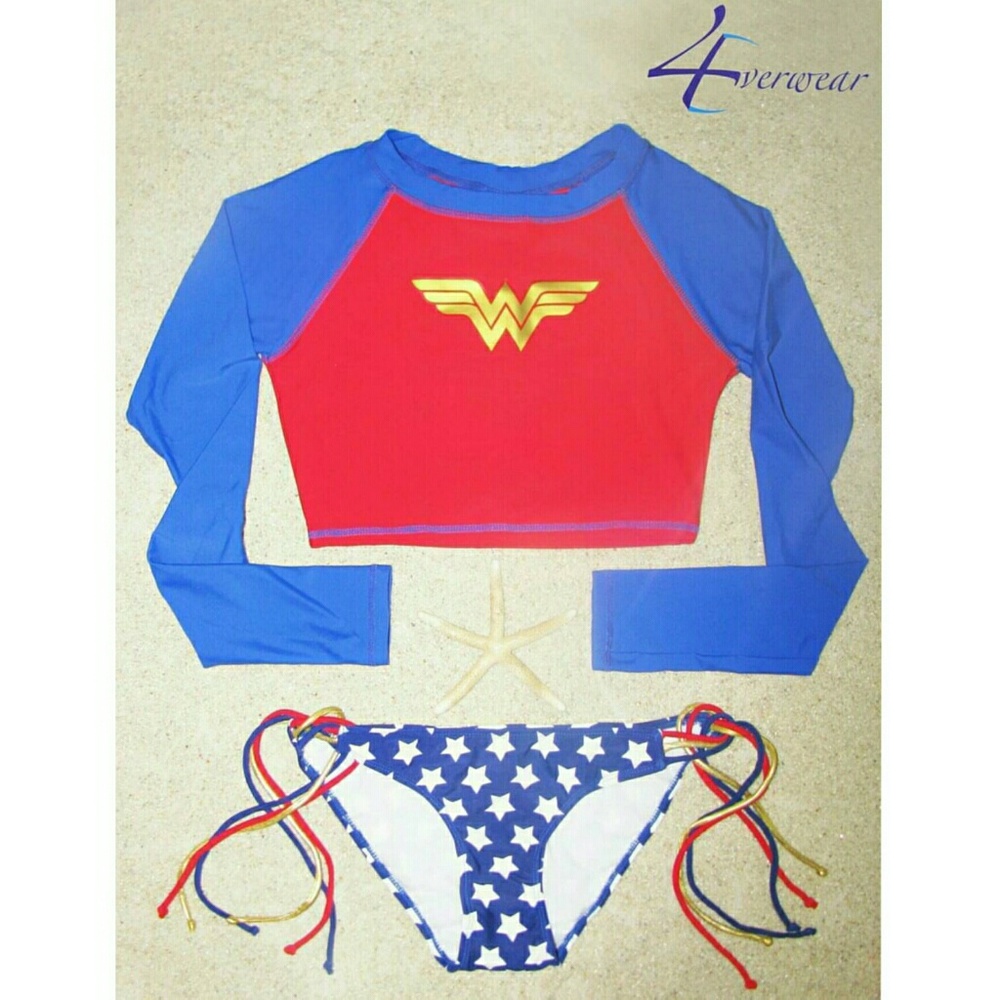 WONDER WOMAN CROP RASH GUARD Top Only