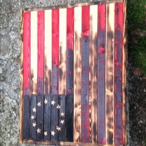 Wood burned American flag