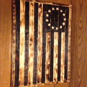 Wood burned American flag