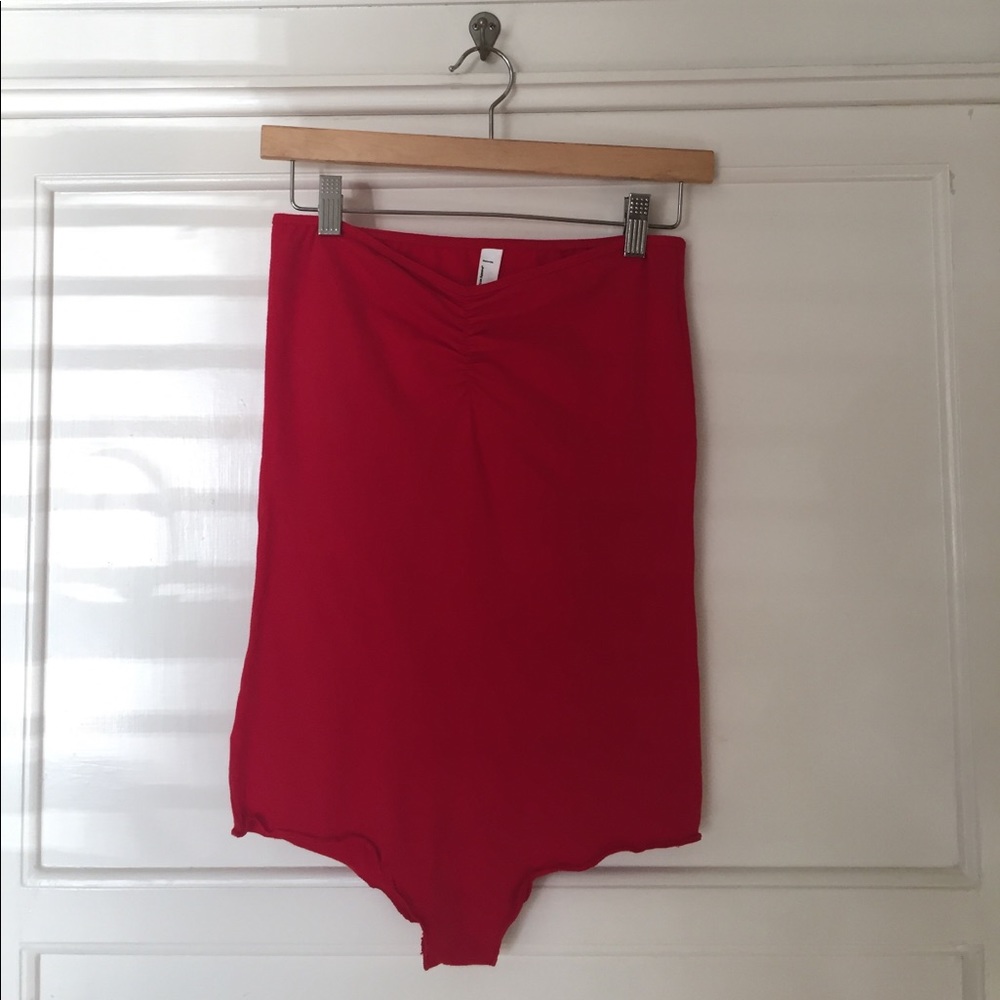 American Apparel red strapless bodysuit