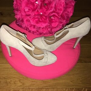 Grey Taupe Suede Heels