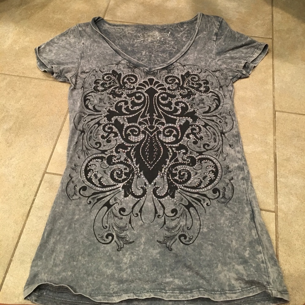 Grey bling t shirt