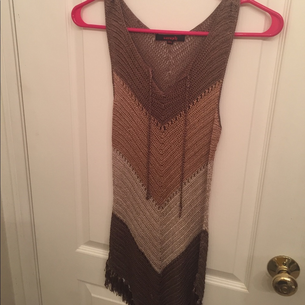 Sleeveless knitted long tank top
