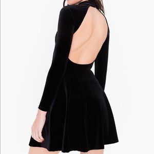 American Apparel backless black velvet dress