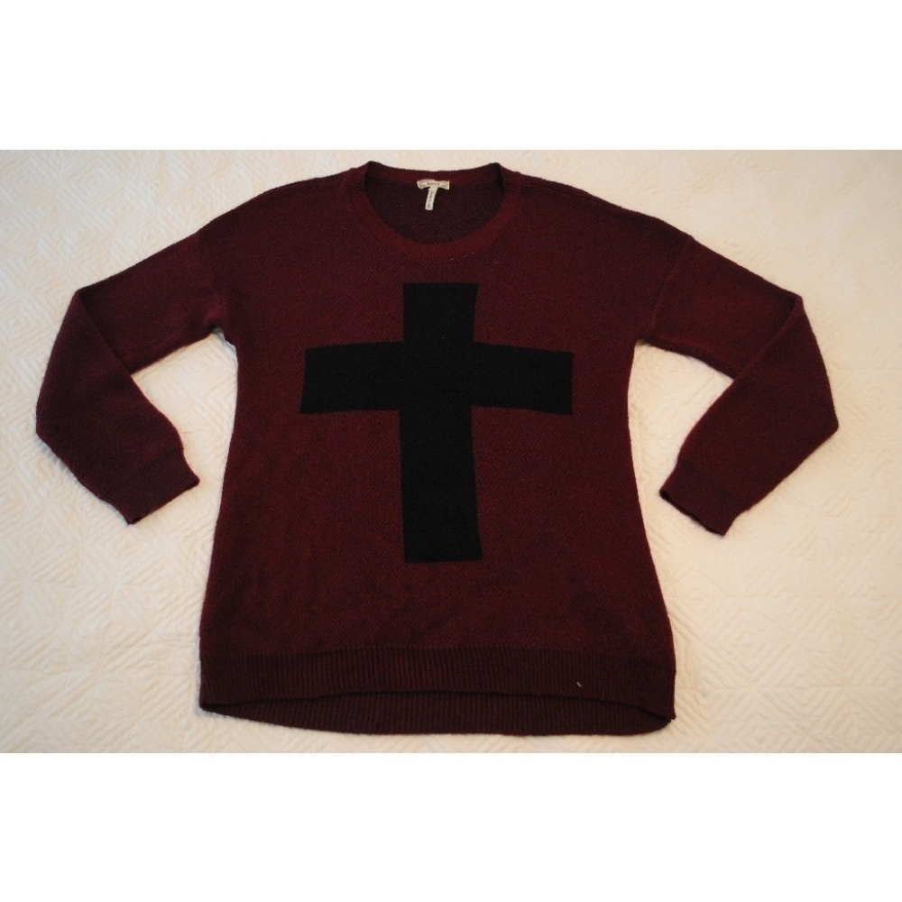 Maroon Cross Sweater