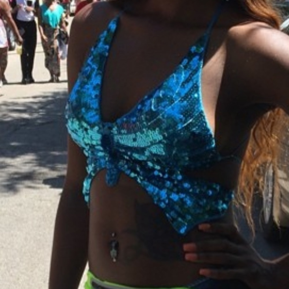 Sequence butterfly crop top