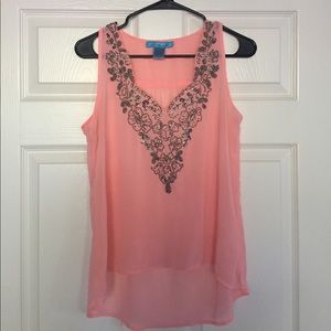 Francesca's Coral Embellished Top