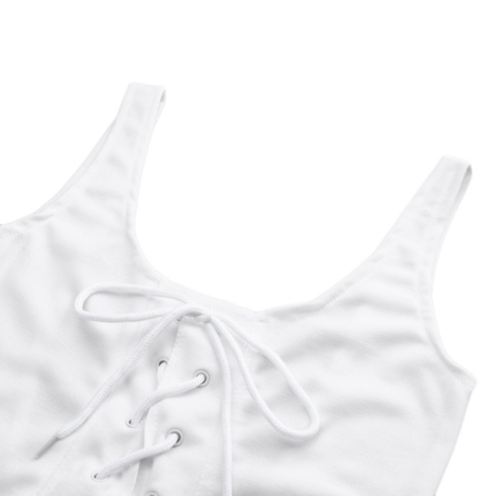 White Lace Up Front Bathing-suit - Picture 4 of 7