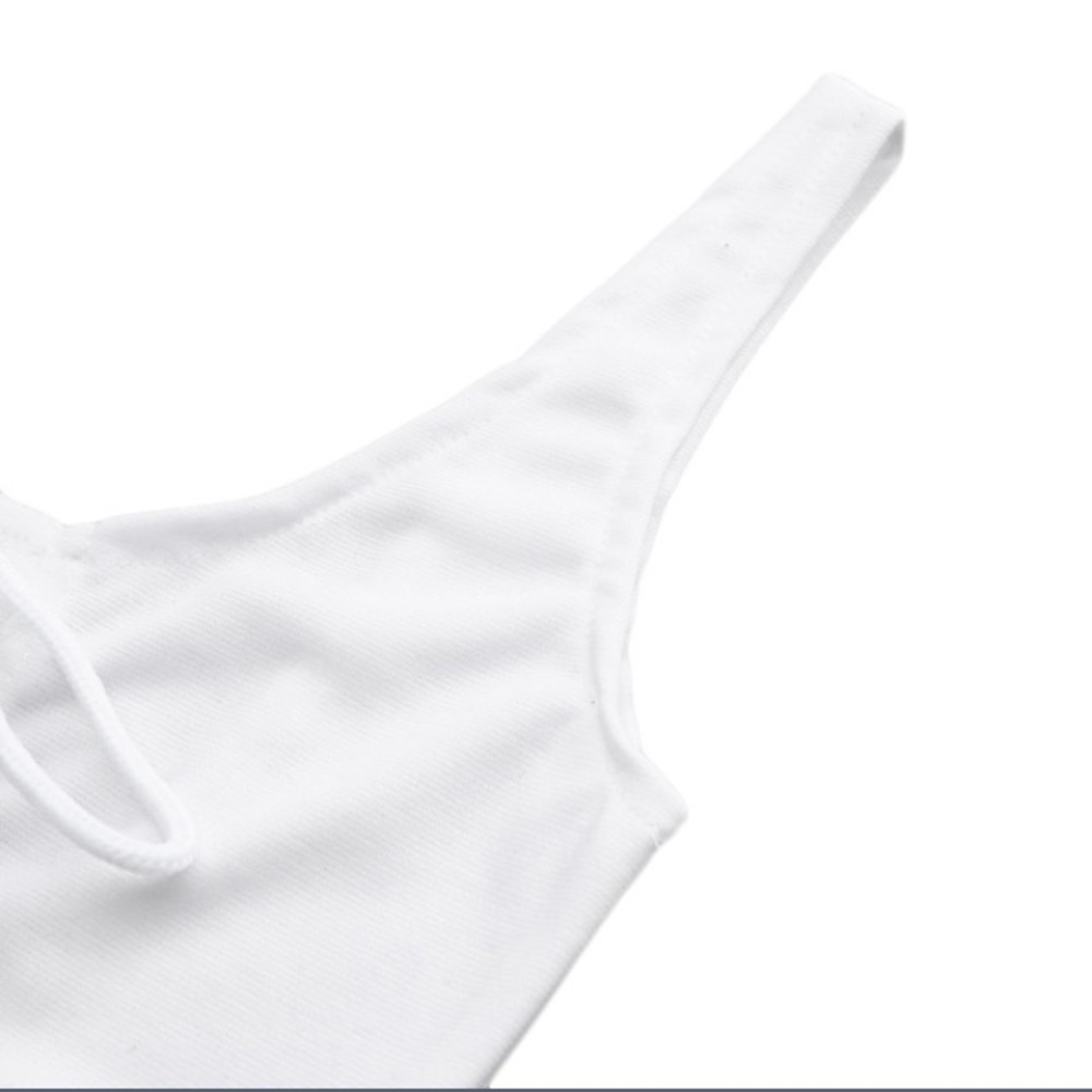 White Lace Up Front Bathing-suit - Picture 5 of 7