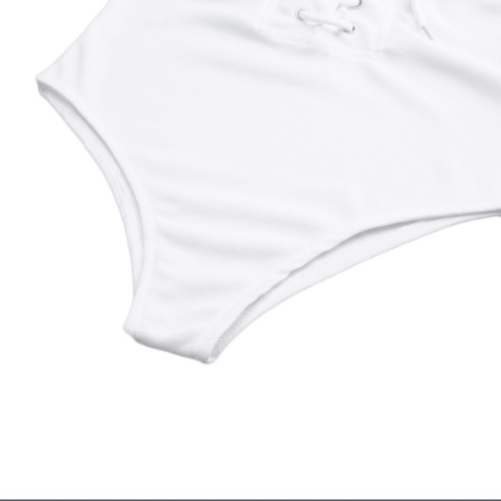 White Lace Up Front Bathing-suit - Picture 6 of 7