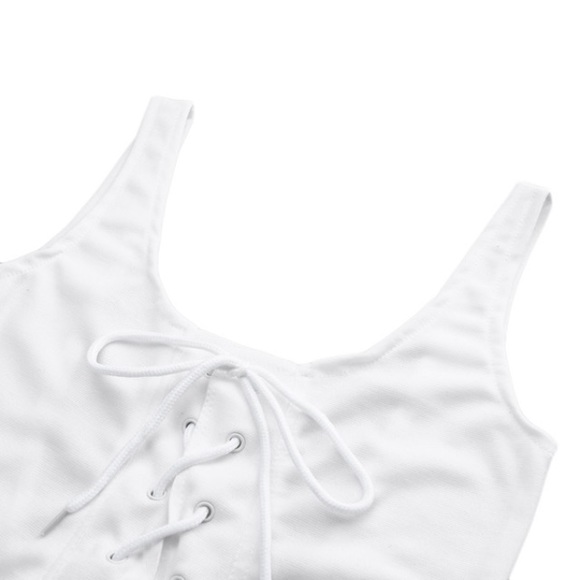 White Lace Up Front Bathing-suit - Picture 4 of 7