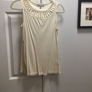 Cream silk detail tank