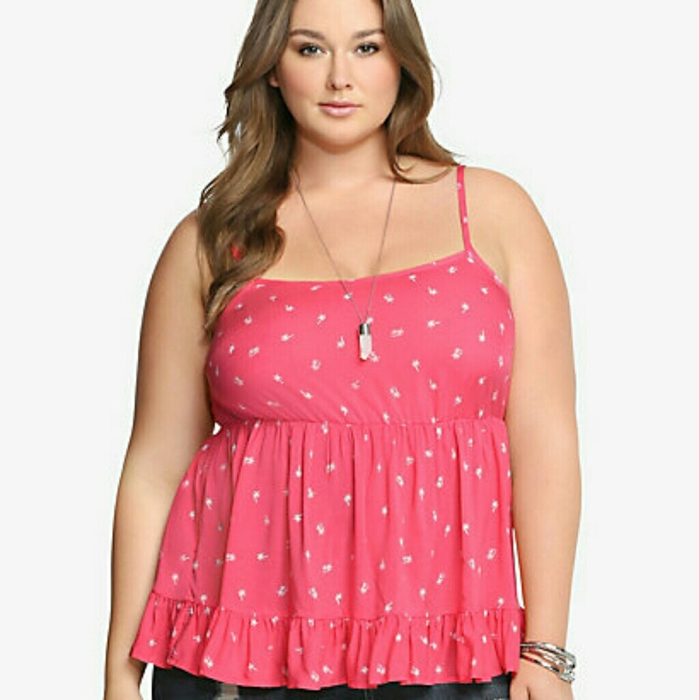 Pink Babydoll Palm Tree Top Size 14/16 Torrid