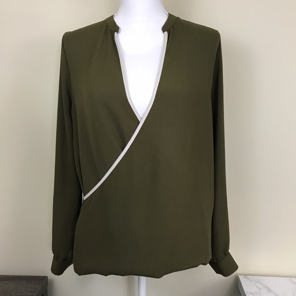 Romeo & Juliet Couture Tops - Romeo & Juliet Couture Olive Green Drapey Top