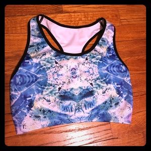 Blue Graphic Sports Bra