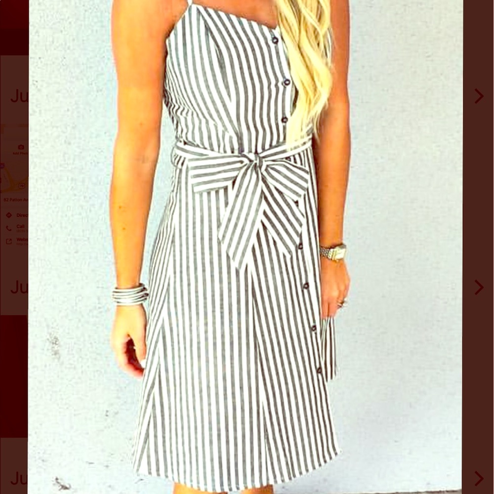 Striped Midi Dress with BOW