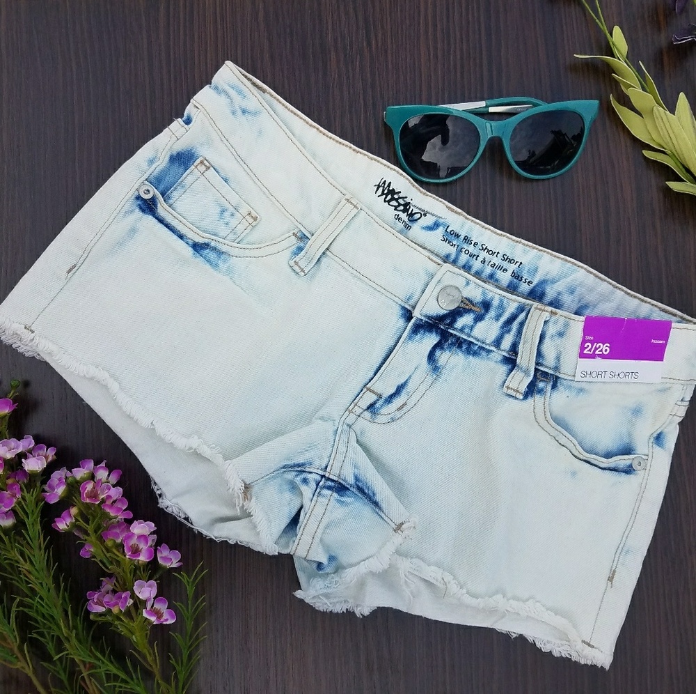 Low Rise Short Shorts- Distressed light faded