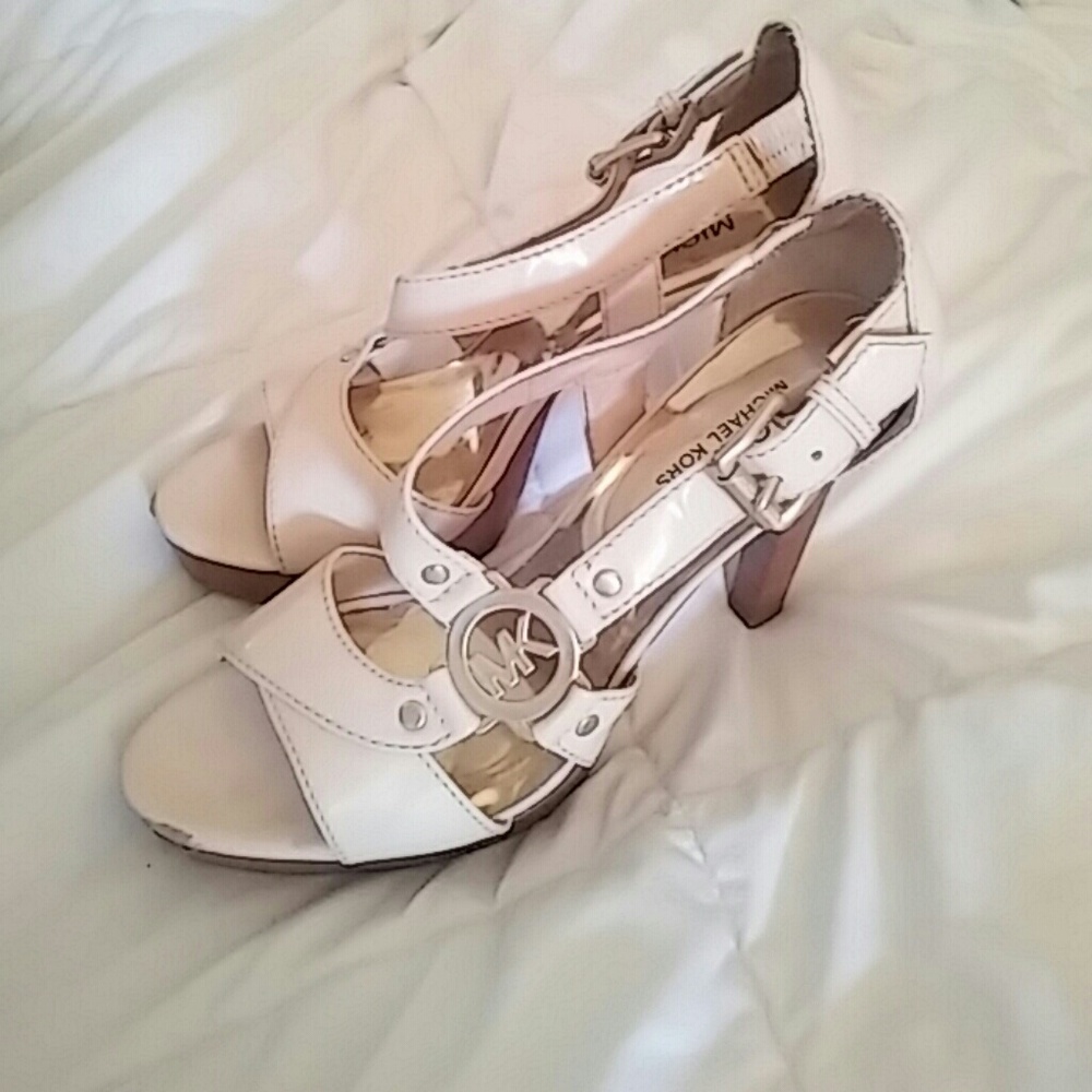Michael Kors cream colored open toe heels