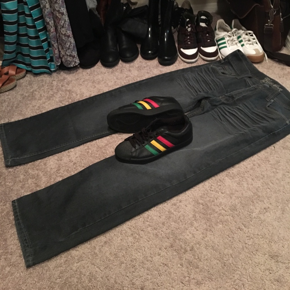 Fashionable smoke gray black jeans