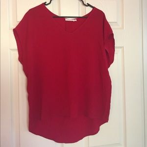 Francesca's Red Chiffon Blouse