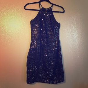 Navy sequin party dress