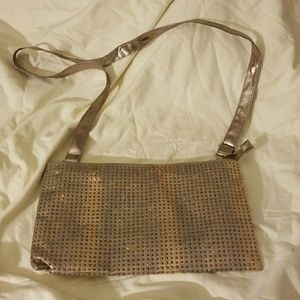 Rose gold metallic cross body purse