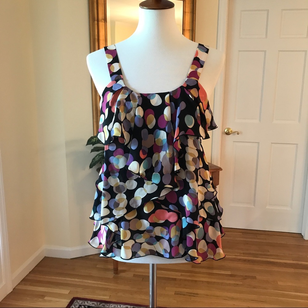 Anthropologie Fun flowy polka dot tank, size 2.