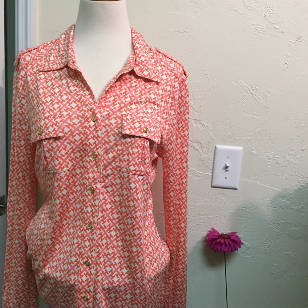 Tory Burch long sleeve printed top! Size XL