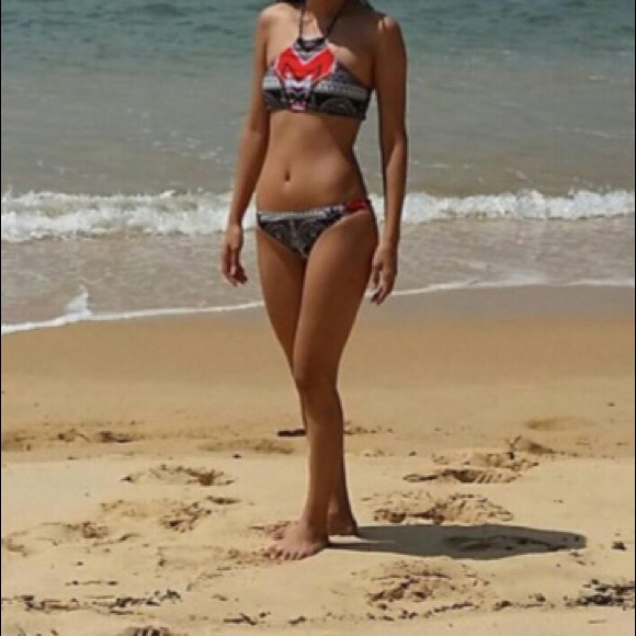 Halter - High Neck Geometrical Print Boho Bikini - Picture 2 of 3