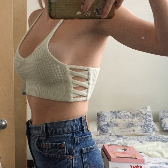 NWT UO Kimchi Blue knit cream crop top size Small - Picture 3 of 4