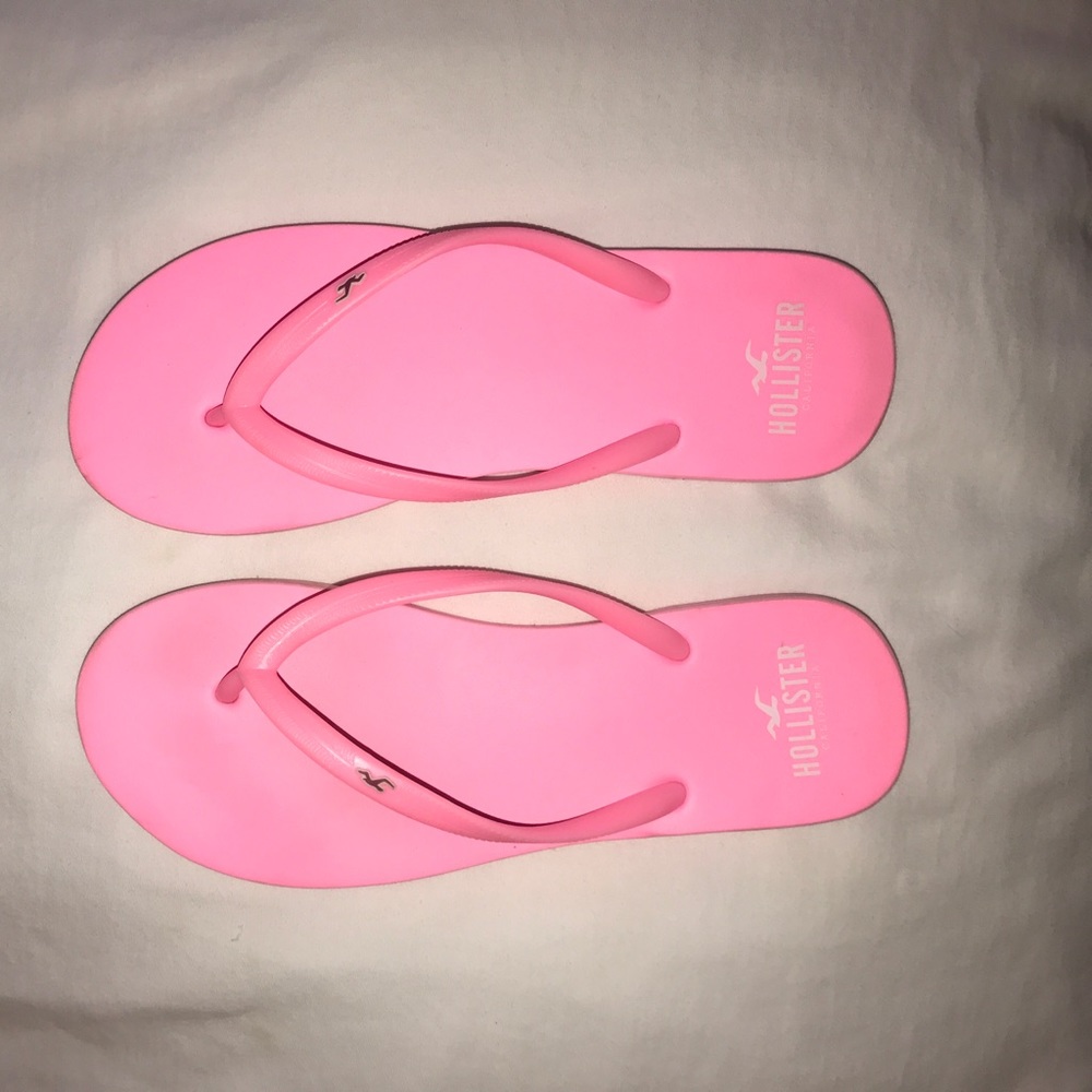 Pink Hollister flip flops