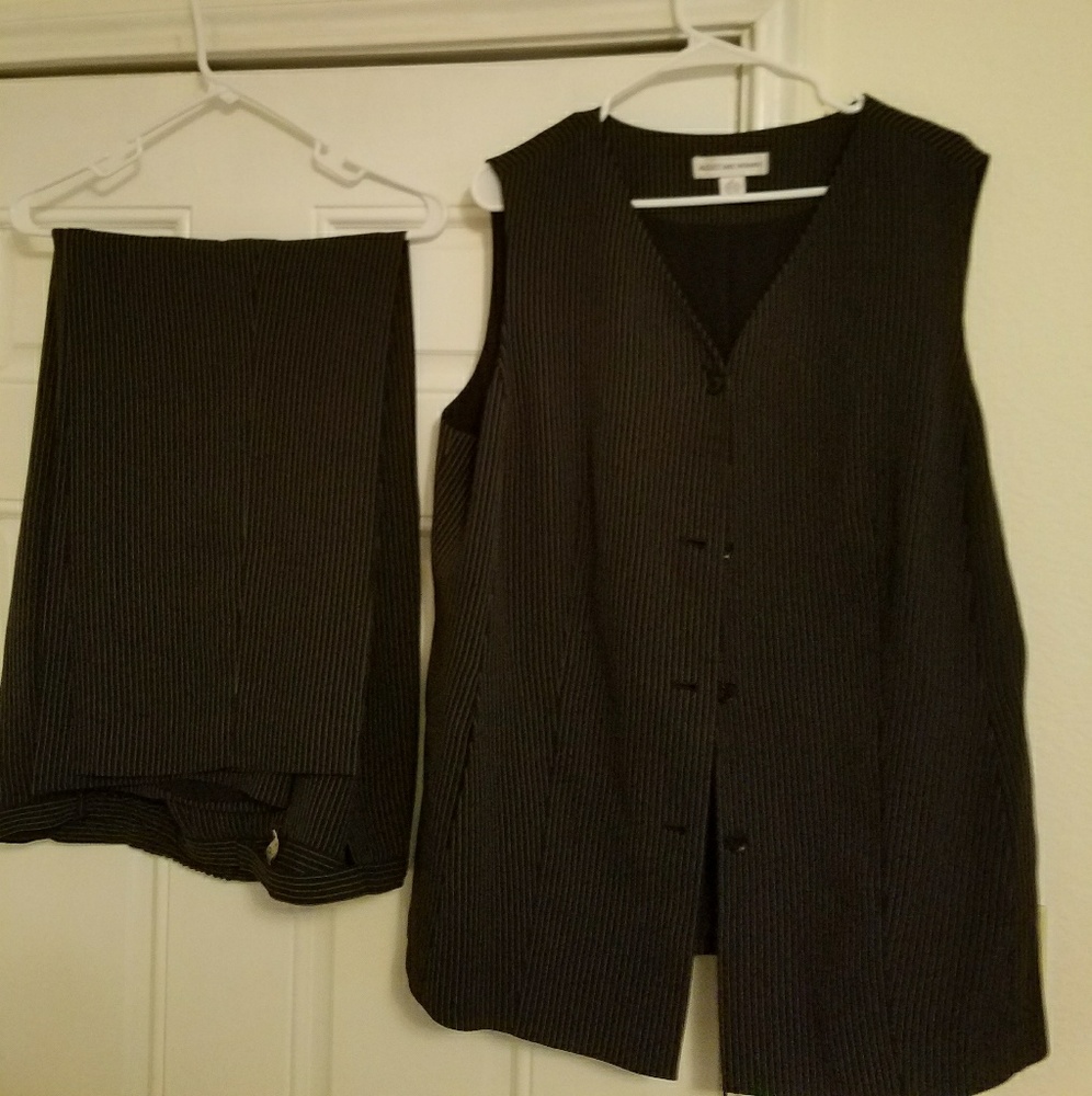 Black pin strip suit
