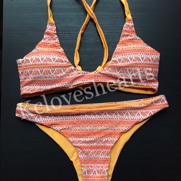"Chasing Sunsets Orange Reversible Printed Bikini" - Picture 4 of 4