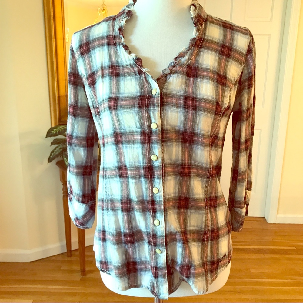 Guess fitted plaid shirt