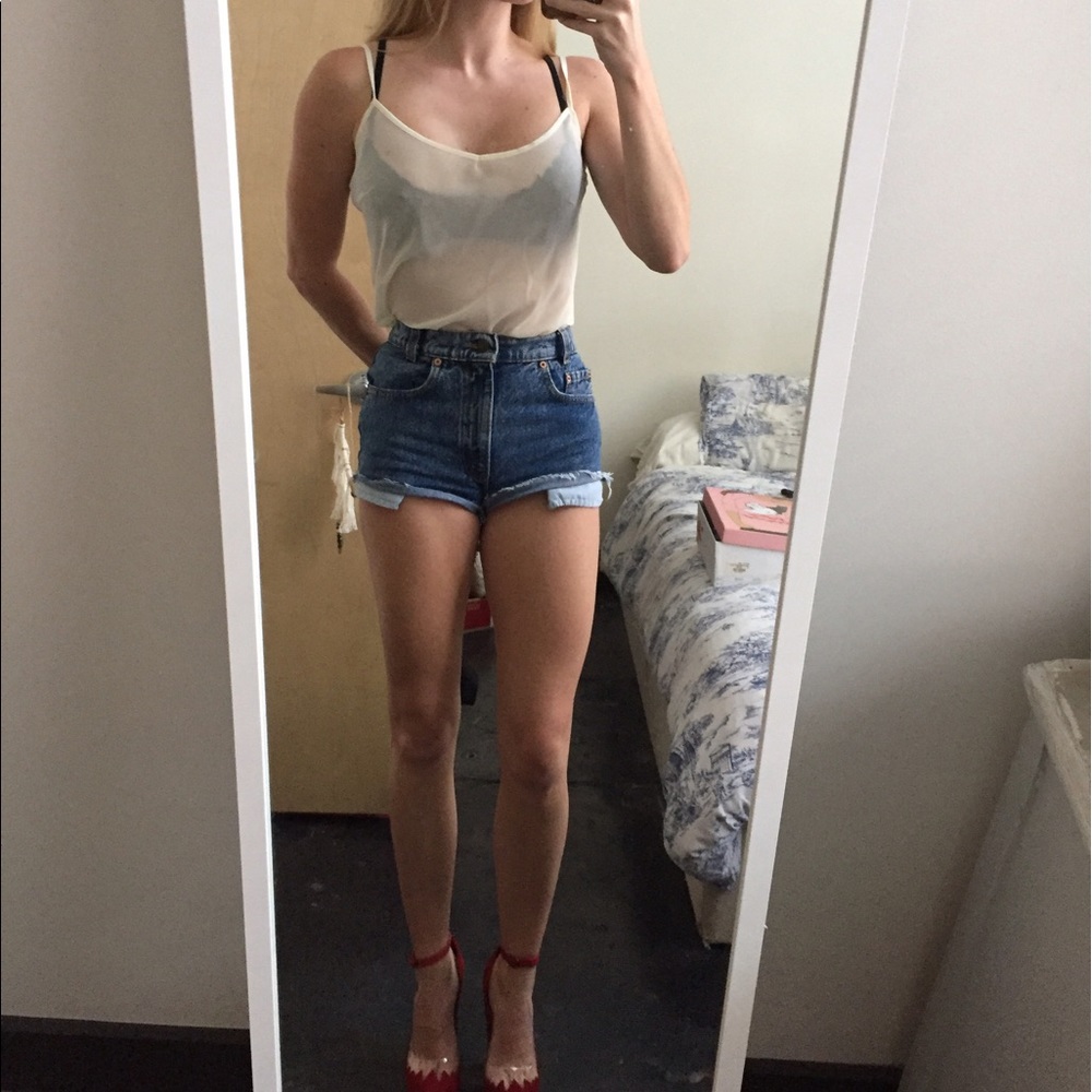 Vintage cream sheer cami top size small
