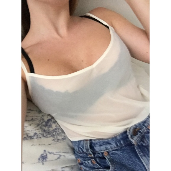 Vintage cream sheer cami top size small - Picture 2 of 3