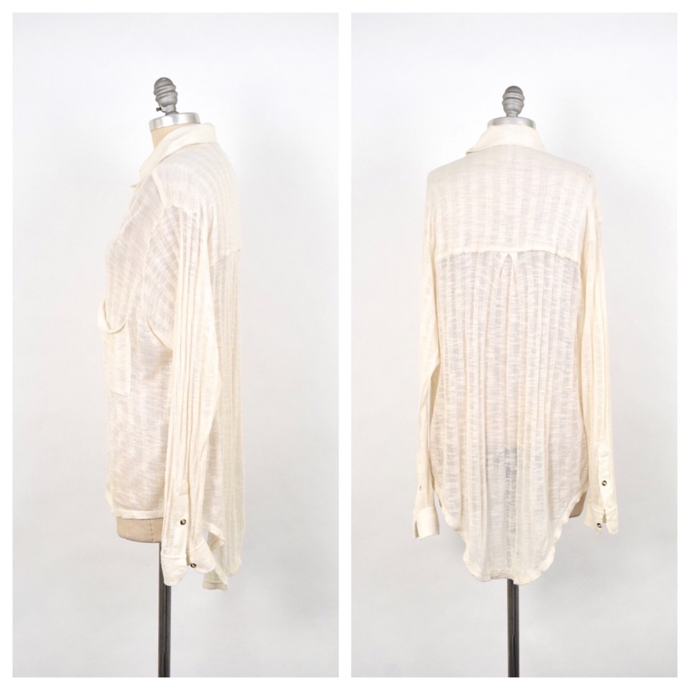 ❌SOLD❌Free Ppl open weave gauzy button-down - Picture 3 of 4