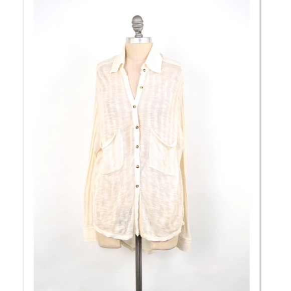 Free People Tops - ❌SOLD❌Free Ppl open weave gauzy button-down