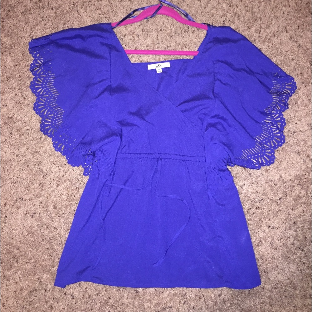 Ya Los Angeles royal blue wide sleeve top
