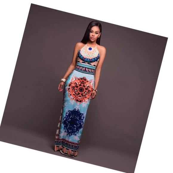 Sz L Bodycon Sexy Back Maxi Dress - Picture 2 of 6