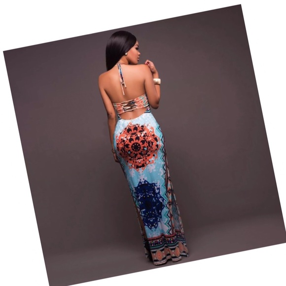 Sz L Bodycon Sexy Back Maxi Dress - Picture 3 of 6