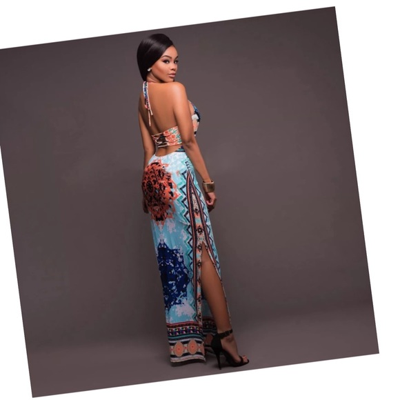 Sz L Bodycon Sexy Back Maxi Dress - Picture 4 of 6