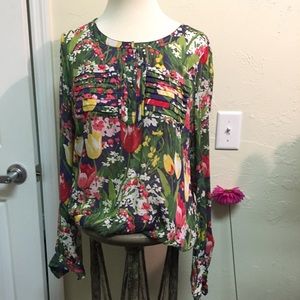Tory Burch floral silk blouse size 12