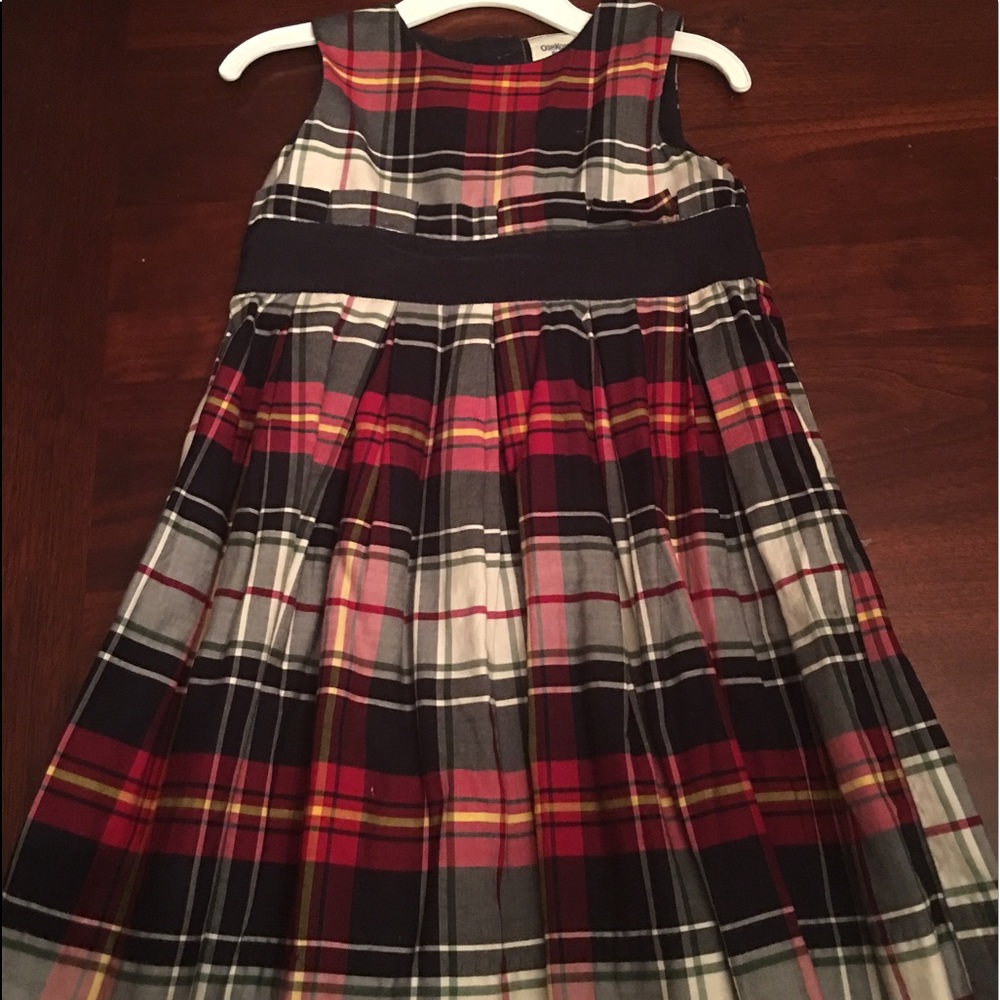 Navy blue plaid toddler dress.