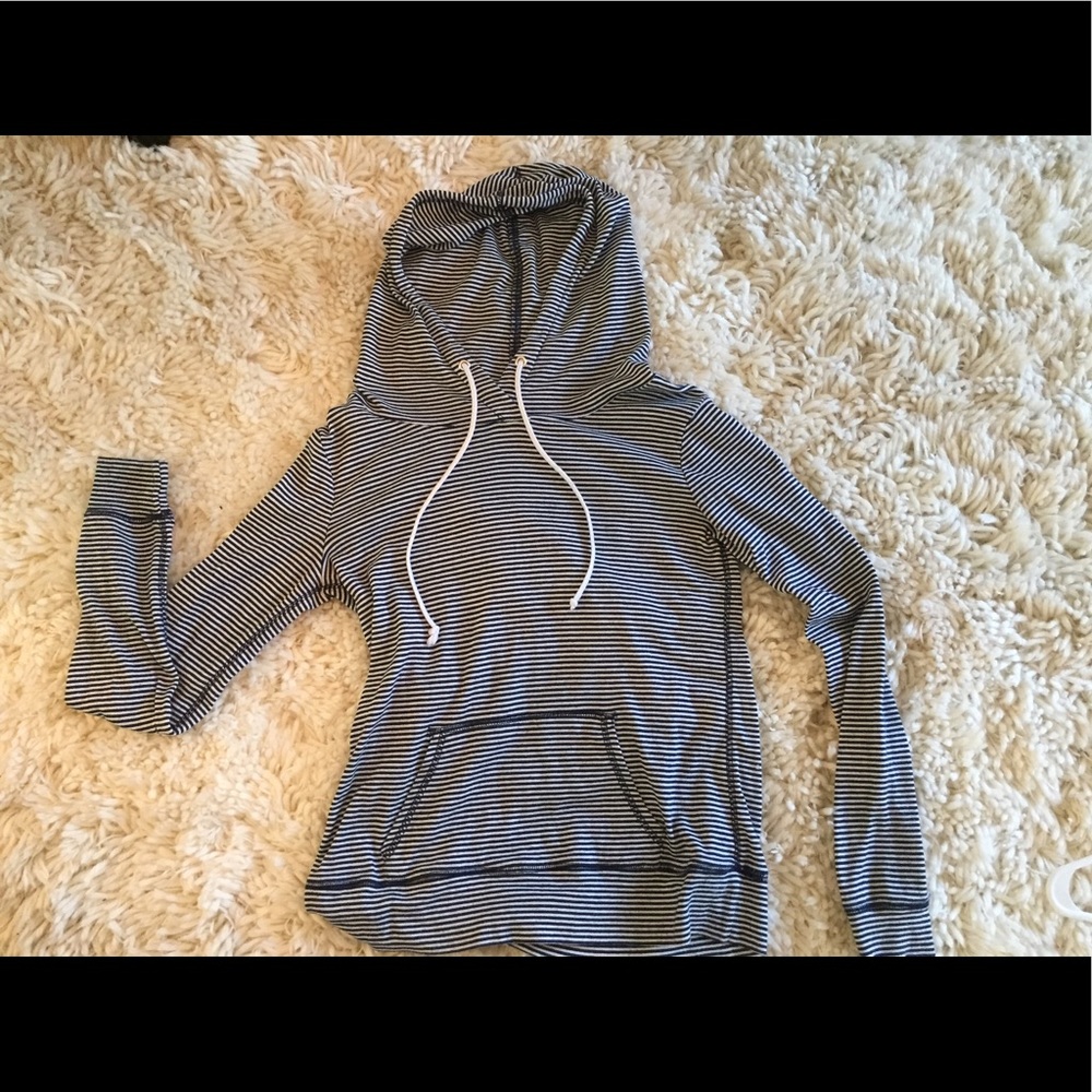 Long sleeve hooded striped shirt