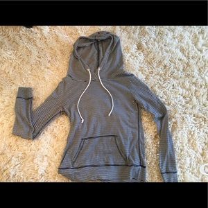 Long sleeve hooded striped shirt