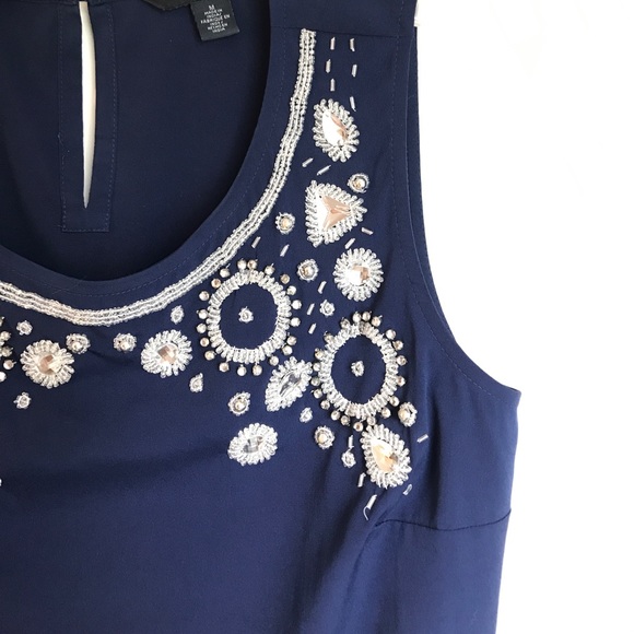 Tommy Hilfiger Royal/Navy blue beaded top - Picture 3 of 4