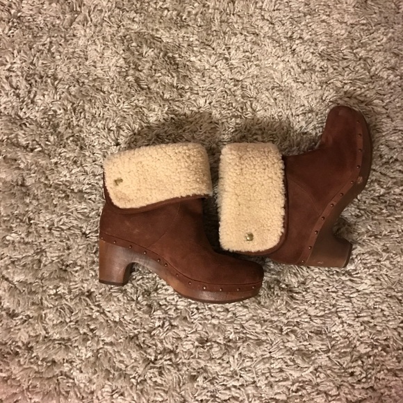 UGG Shoes - UGG fold over Heel Boots in Brown