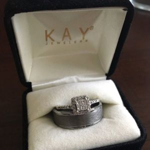 READ DETAILS! Diamond engagement ring &men's band