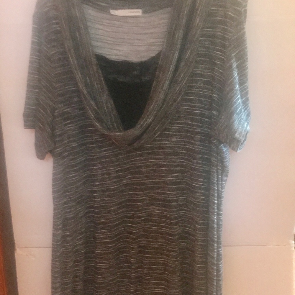Maurices 2x drape neck cowl tunic grey black